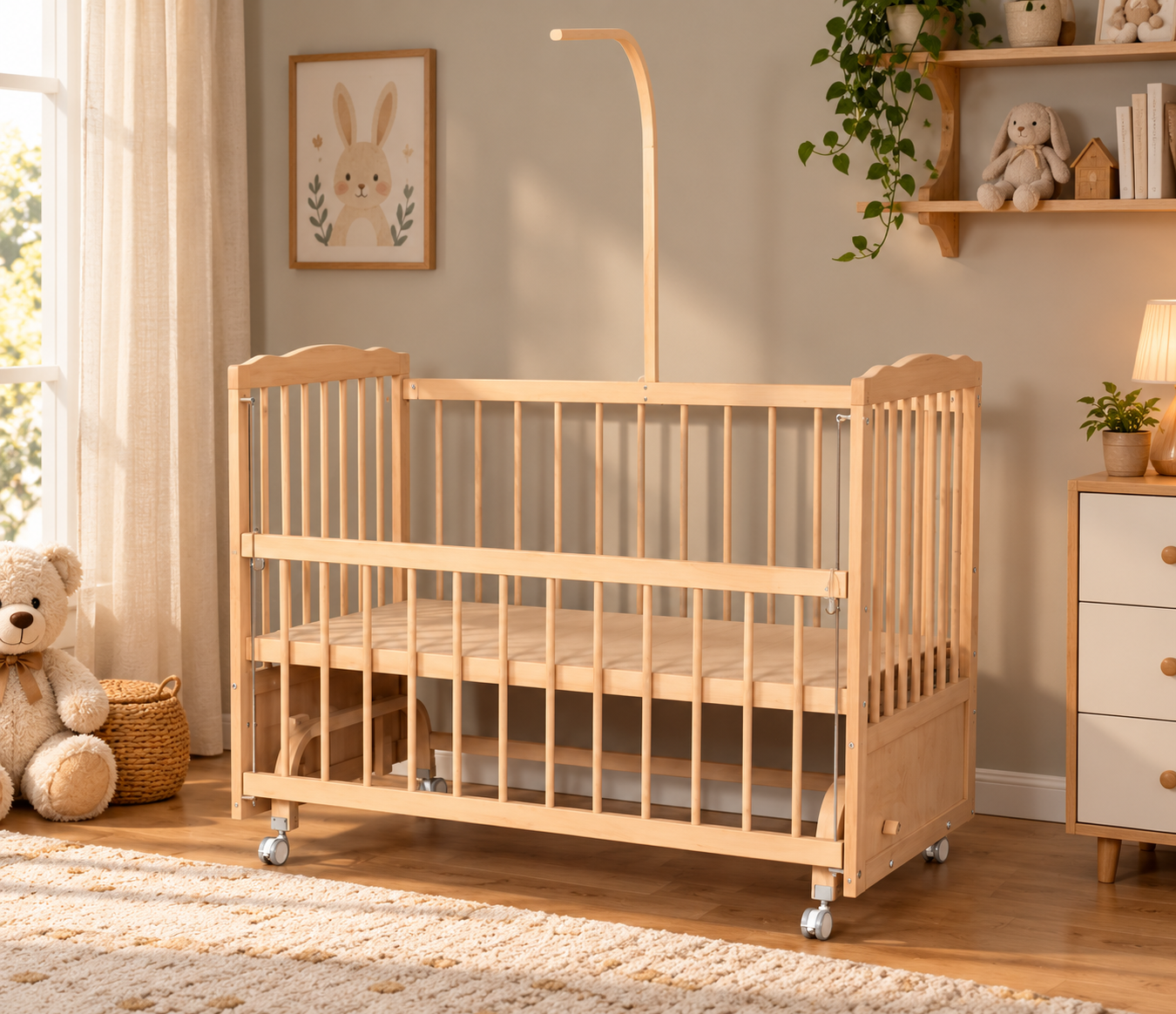 Bamgidoo DEFNE Organik Güpür 70×130 Kayın Ağacı Anne Yanı Beşik + BOŞ