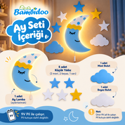Bamgidoo Mavi Ay Duvar Lambası 8 Parça Set İçeriği