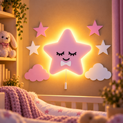Bamgidoo Pembe Yıldız LED Duvar Lambası Bebek Odası Dekorasyon Seti